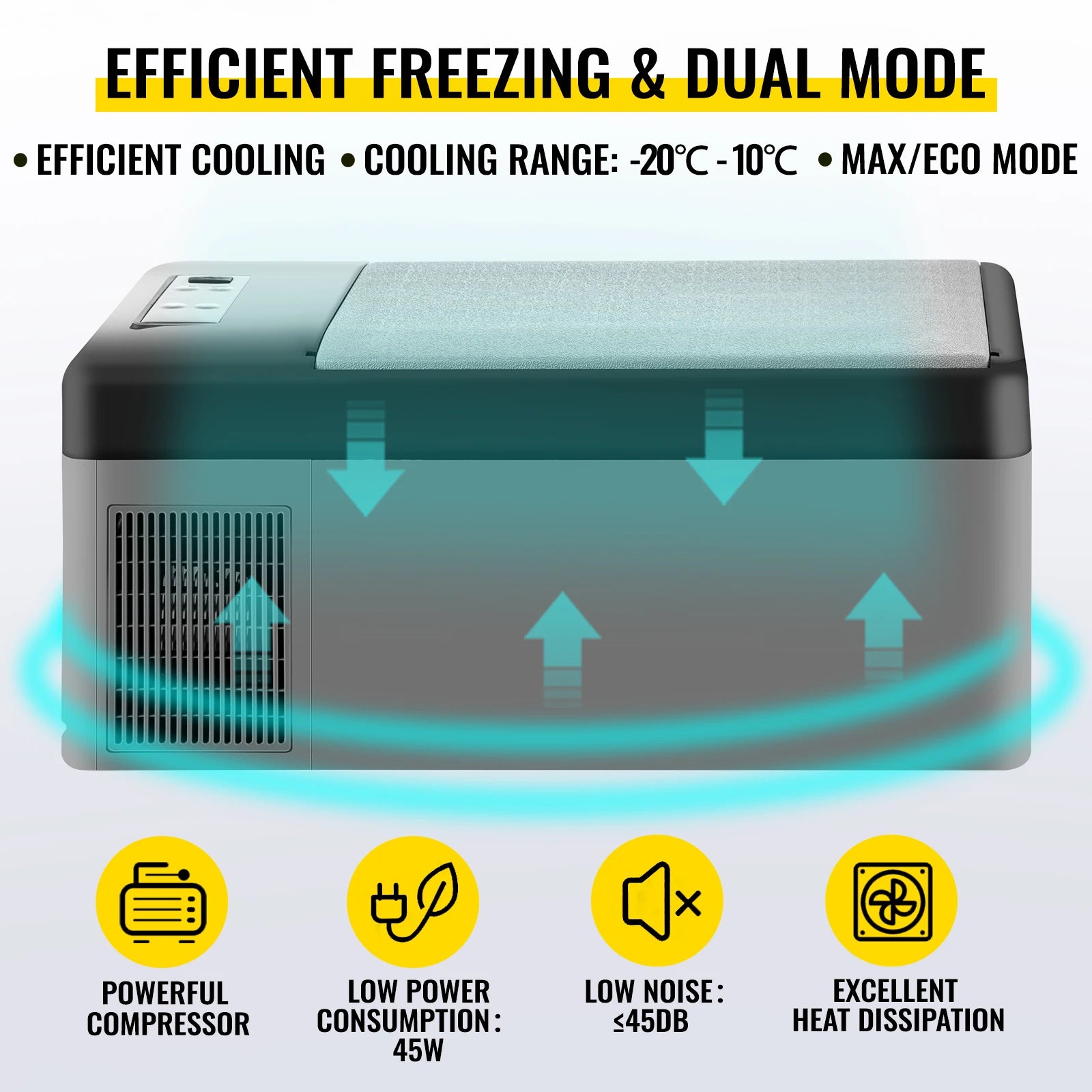 VEVOR 15L 95L Car Refrigerator Portable Fridge Freezer 12/24V DC 110-240 AC for Home Outdoors RV Boat Camping Traveling Use